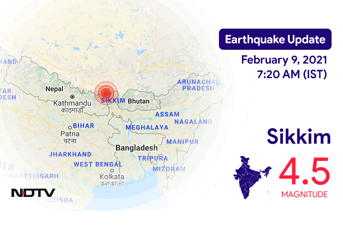 सिक्किम में आज सुबह लगे भूकंप के झटके, रिक्टर स्केल पर 4.5 रही तीव्रता