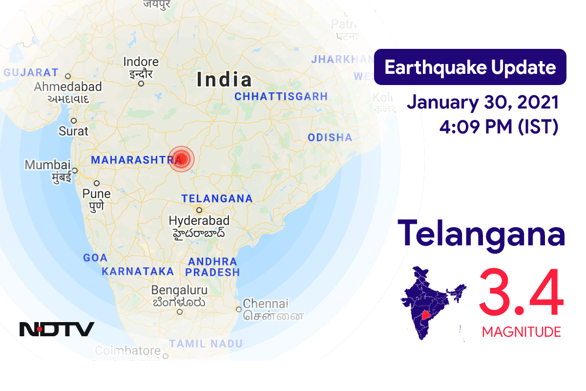तेलंगाना में निजामाबाद के निकट रिक्टर पैमाने पर 3.4 तीव्रता वाले भूकंप के झटके