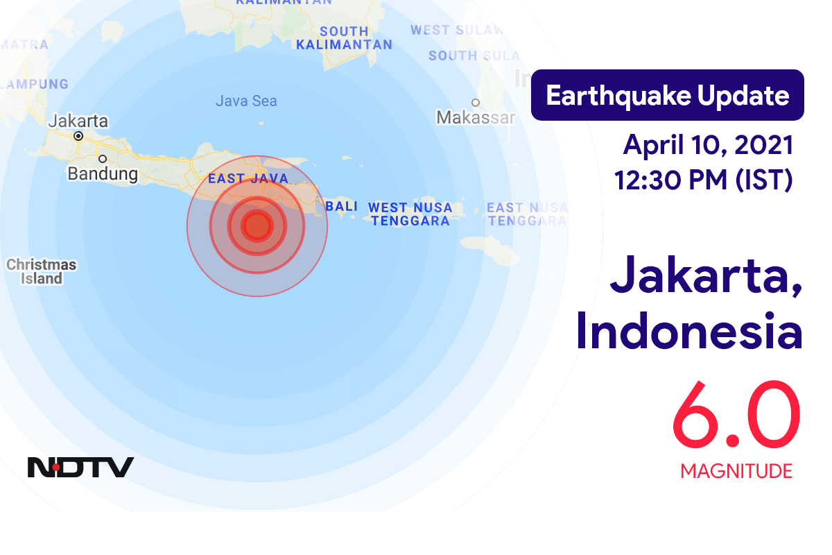 Jakarta, Indonesia के निकट 6.0 तीव्रता वाले भूकंप के झटके