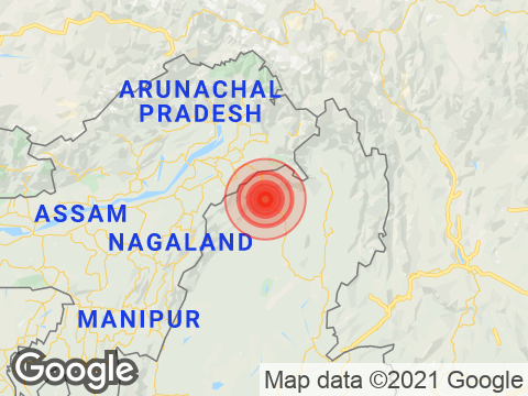 Arunachal Pradesh में Changlang के निकट रिक्टर पैमाने पर 3.8 तीव्रता वाले भूकंप के झटके