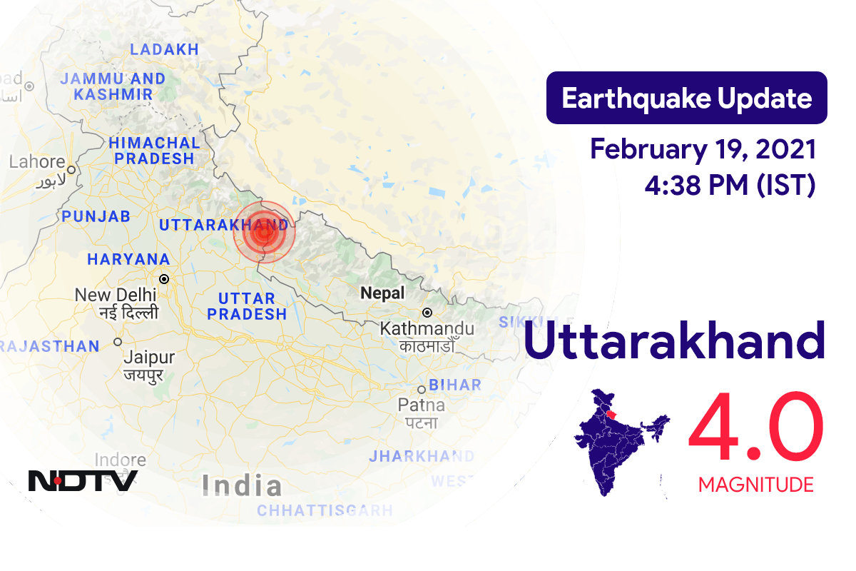 उत्तराखंड में पिथौरागढ़ के निकट रिक्टर पैमाने पर 4.0 तीव्रता वाले भूकंप के झटके