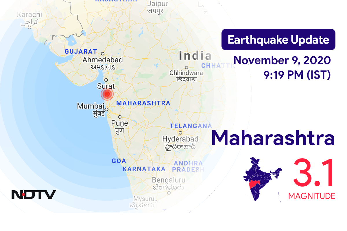 Maharashtra में Nashik के निकट रिक्टर पैमाने पर 3.1 तीव्रता वाले भूकंप के झटके