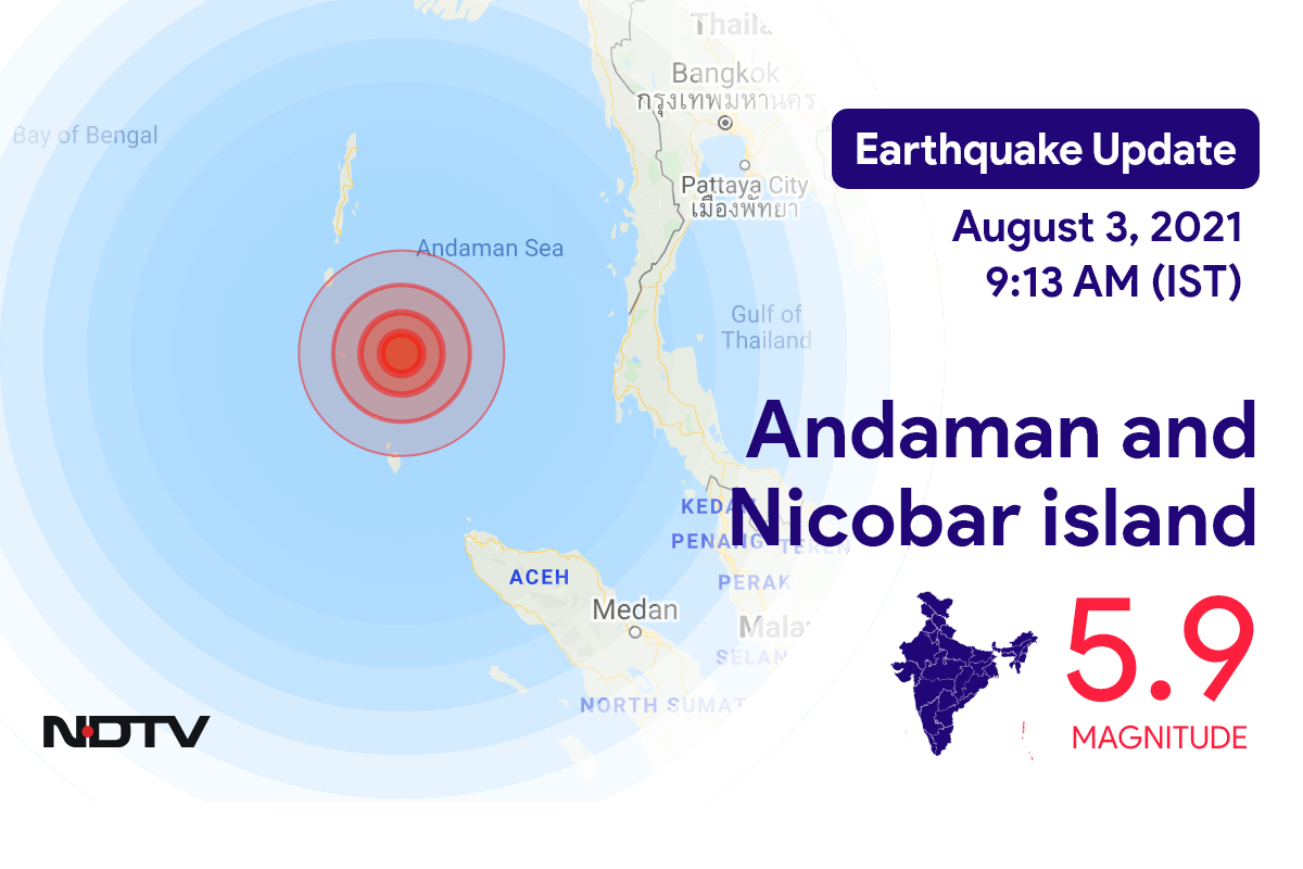 Andaman and Nicobar island में Campbell Bay के निकट रिक्टर पैमाने पर 5.9 तीव्रता वाले भूकंप के झटके