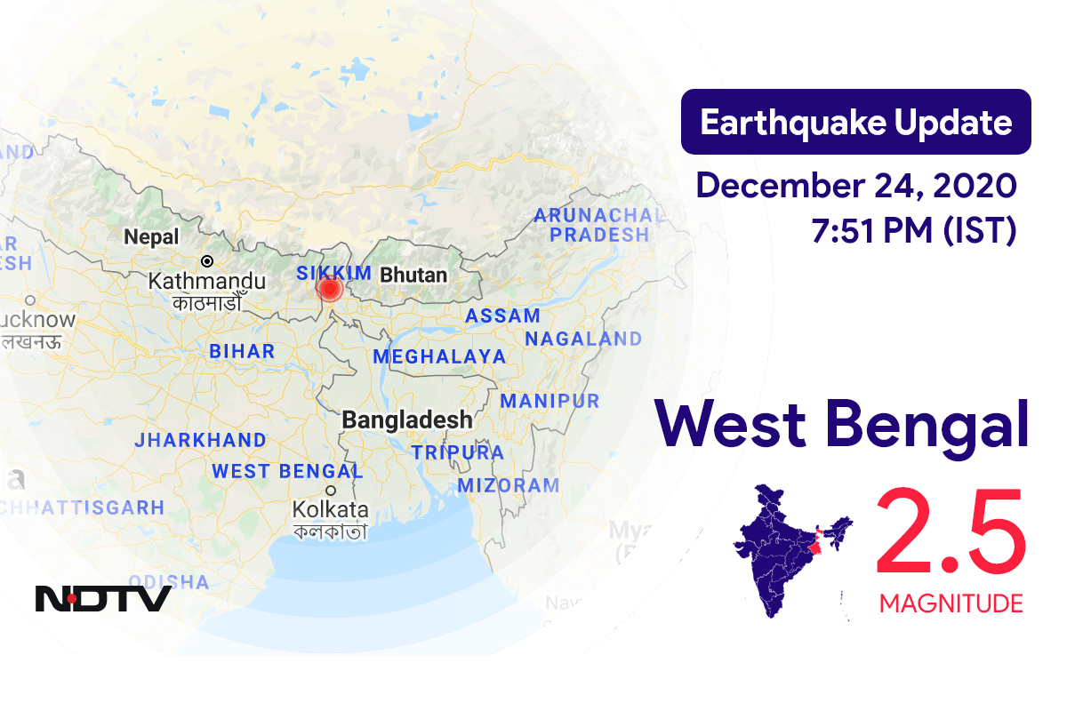 West Bengal में Drajeelind के निकट रिक्टर पैमाने पर 2.5 तीव्रता वाले भूकंप के झटके