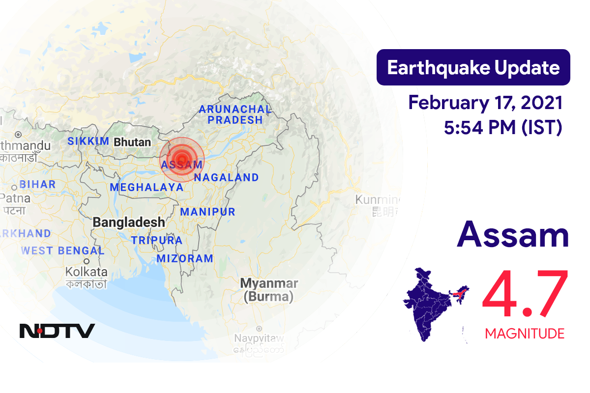 असम में तेजपुर के निकट रिक्टर पैमाने पर 4.7 तीव्रता वाले भूकंप के झटके