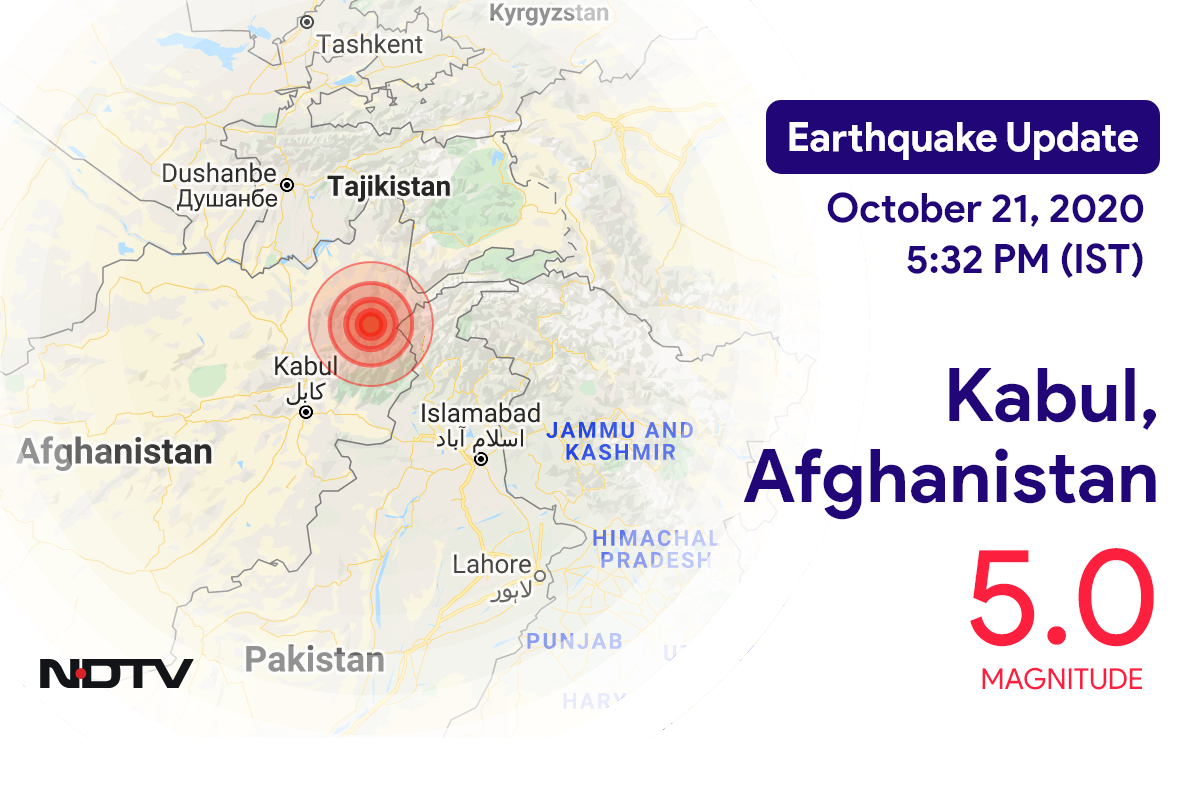 Earthquake near Kabul, Afghanistan Today with Magnitude 5.0