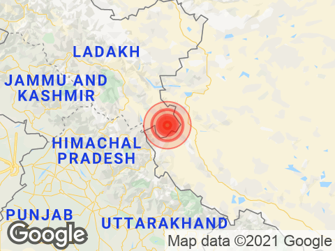 Jammu & Kashmir में Hanley के निकट रिक्टर पैमाने पर 3.6 तीव्रता वाले भूकंप के झटके