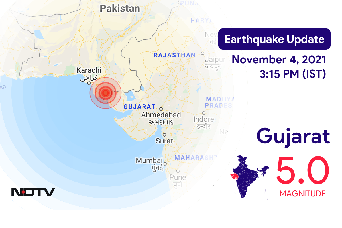 Gujarat में Dwarka के निकट रिक्टर पैमाने पर 5.0 तीव्रता वाले भूकंप के झटके