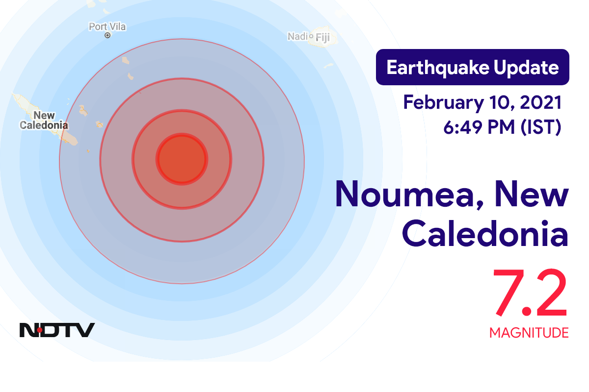 Noumea, New Caledonia के निकट 7.2 तीव्रता वाले भूकंप के झटके
