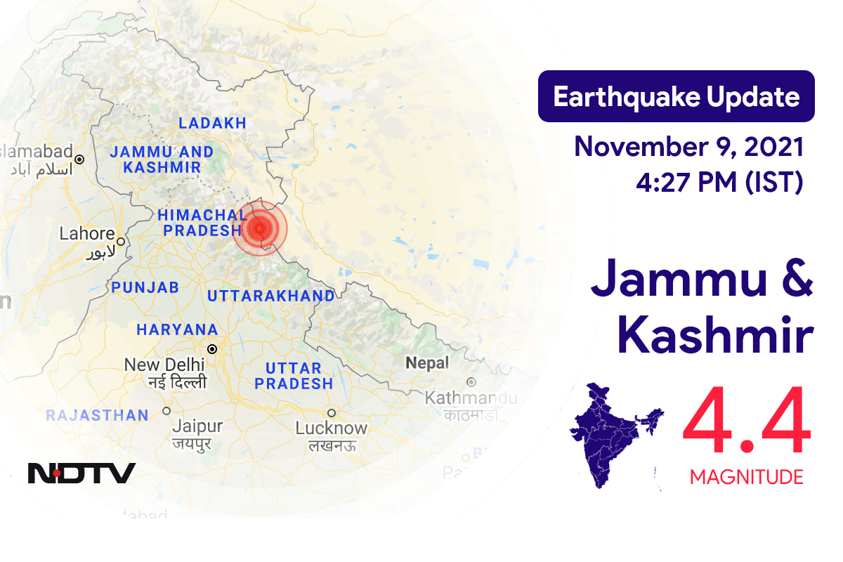 Jammu & Kashmir में Hanley के निकट रिक्टर पैमाने पर 4.4 तीव्रता वाले भूकंप के झटके