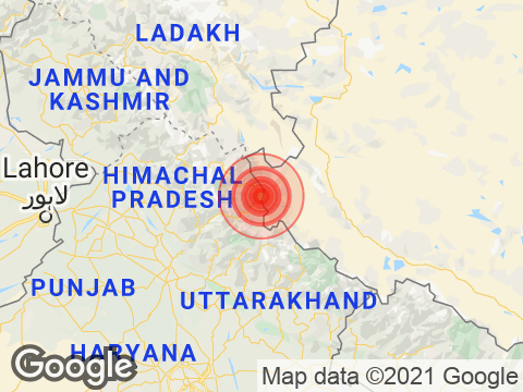 Jammu & Kashmir में Hanley के निकट रिक्टर पैमाने पर 4.4 तीव्रता वाले भूकंप के झटके