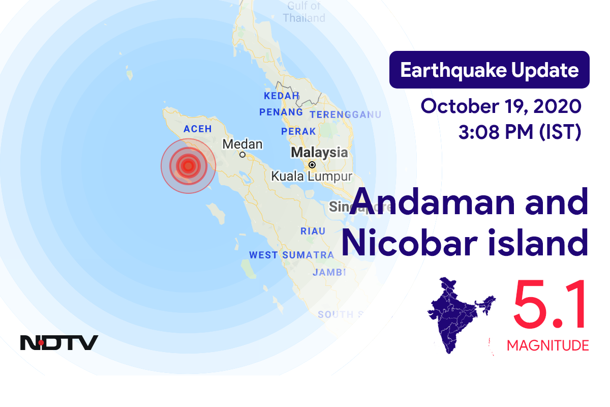 Andaman and Nicobar island में Campbell Bay के निकट रिक्टर पैमाने पर 5.1 तीव्रता वाले भूकंप के झटके