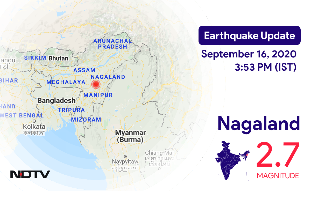 Nagaland में Chumukedima के निकट रिक्टर पैमाने पर 2.7 तीव्रता वाले भूकंप के झटके