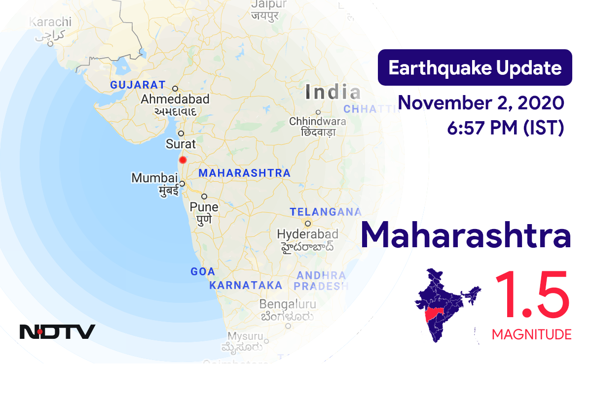 Maharashtra में Nashik के निकट रिक्टर पैमाने पर 1.5 तीव्रता वाले भूकंप के झटके
