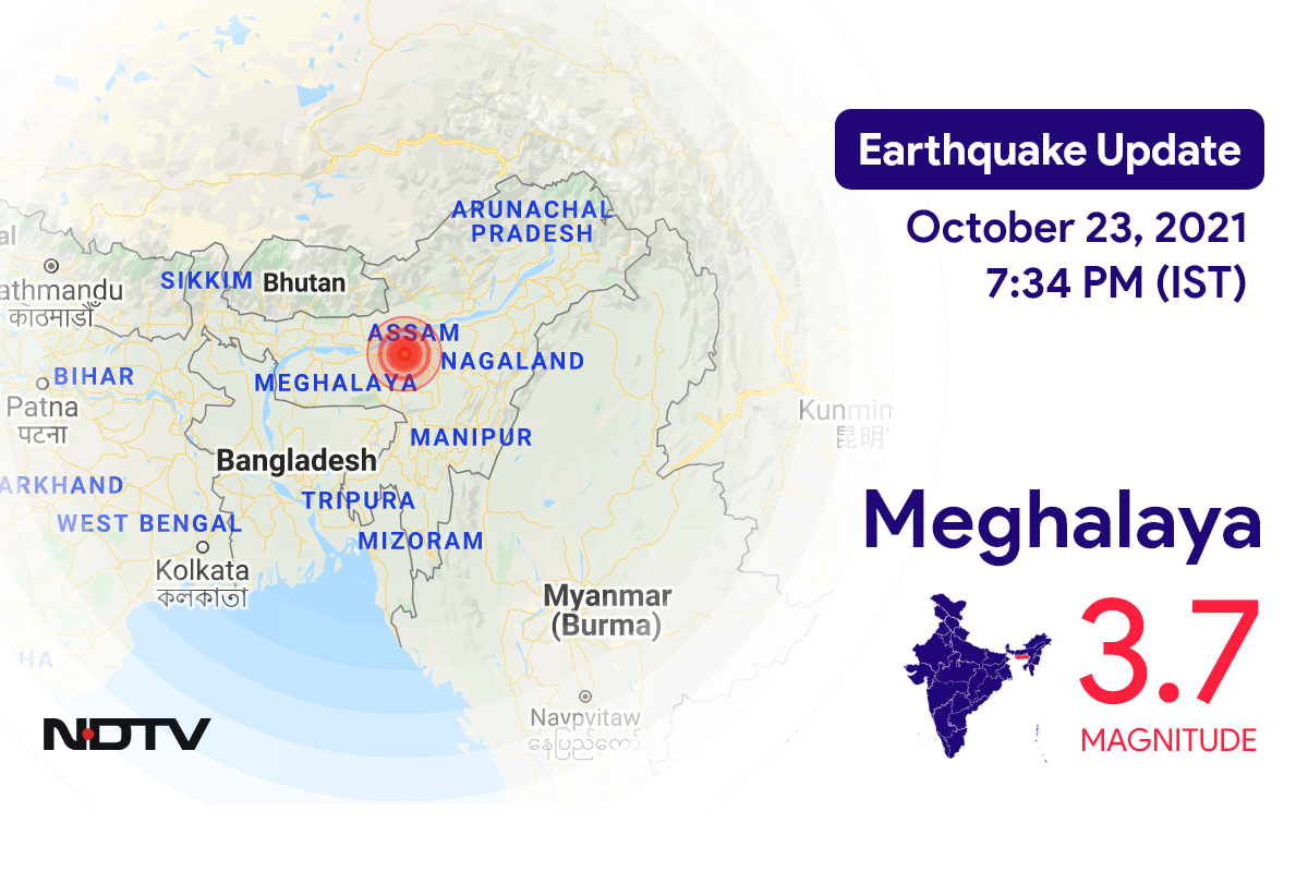 मेघालय के नोंगपोह के निकट रिक्टर पैमाने पर 3.7 तीव्रता वाले भूकंप के झटके