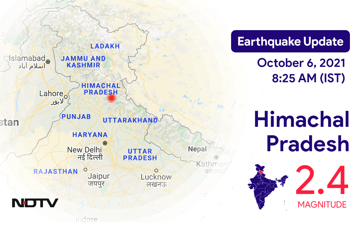 Himachal Pradesh में Shimla के निकट रिक्टर पैमाने पर 2.4 तीव्रता वाले भूकंप के झटके