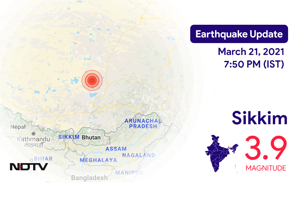 Sikkim में Lachung के निकट रिक्टर पैमाने पर 3.9 तीव्रता वाले भूकंप के झटके