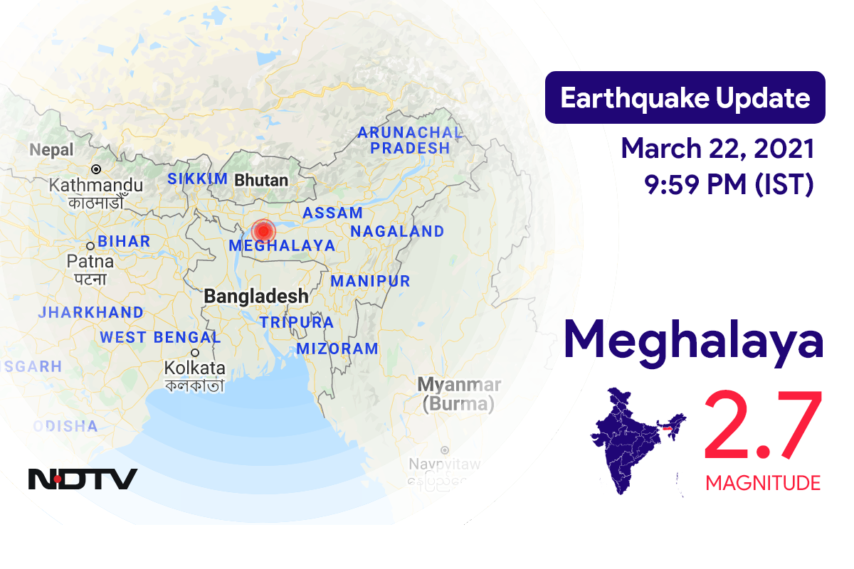 Meghalaya में Tura के निकट रिक्टर पैमाने पर 2.7 तीव्रता वाले भूकंप के झटके