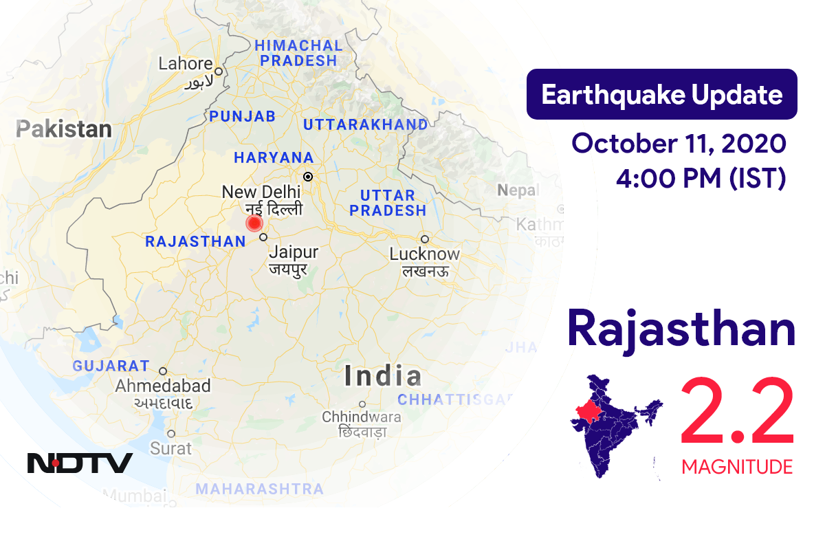 Rajasthan में Jaipur के निकट रिक्टर पैमाने पर 2.2 तीव्रता वाले भूकंप के झटके