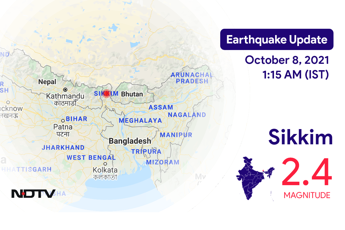 Sikkim में Gangtok के निकट रिक्टर पैमाने पर 2.4 तीव्रता वाले भूकंप के झटके