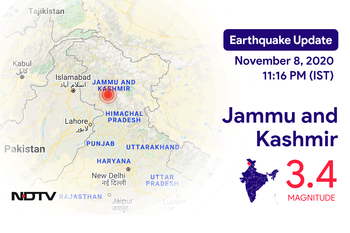 Jammu and Kashmir में Pahalgam के निकट रिक्टर पैमाने पर 3.4 तीव्रता वाले भूकंप के झटके