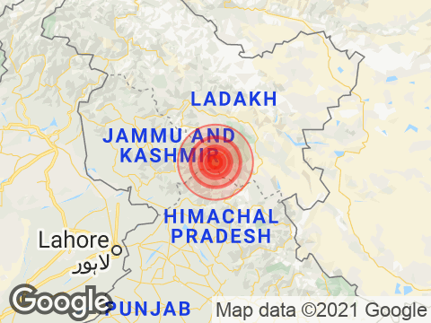 Jammu & Kashmir में Alchi(Leh) के निकट रिक्टर पैमाने पर 3.9 तीव्रता वाले भूकंप के झटके