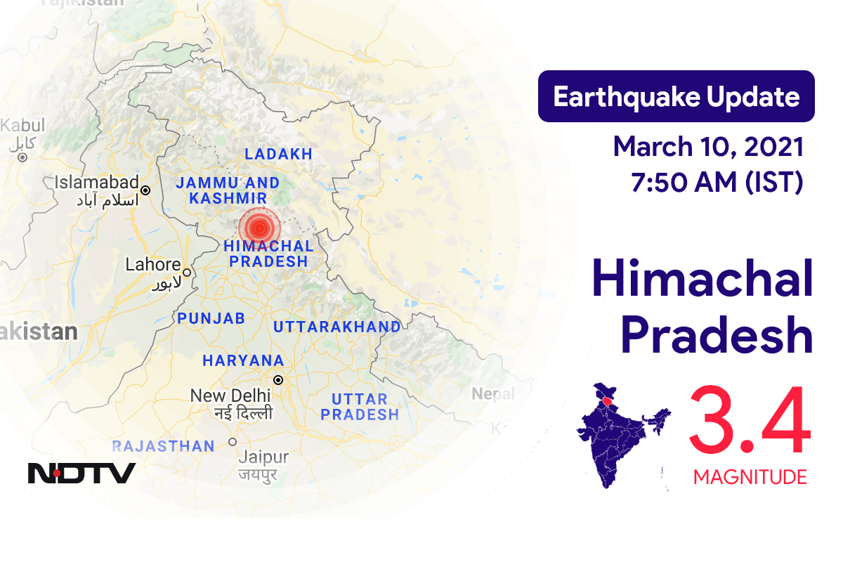 Himachal Pradesh में Dharamshala के निकट रिक्टर पैमाने पर 3.4 तीव्रता वाले भूकंप के झटके