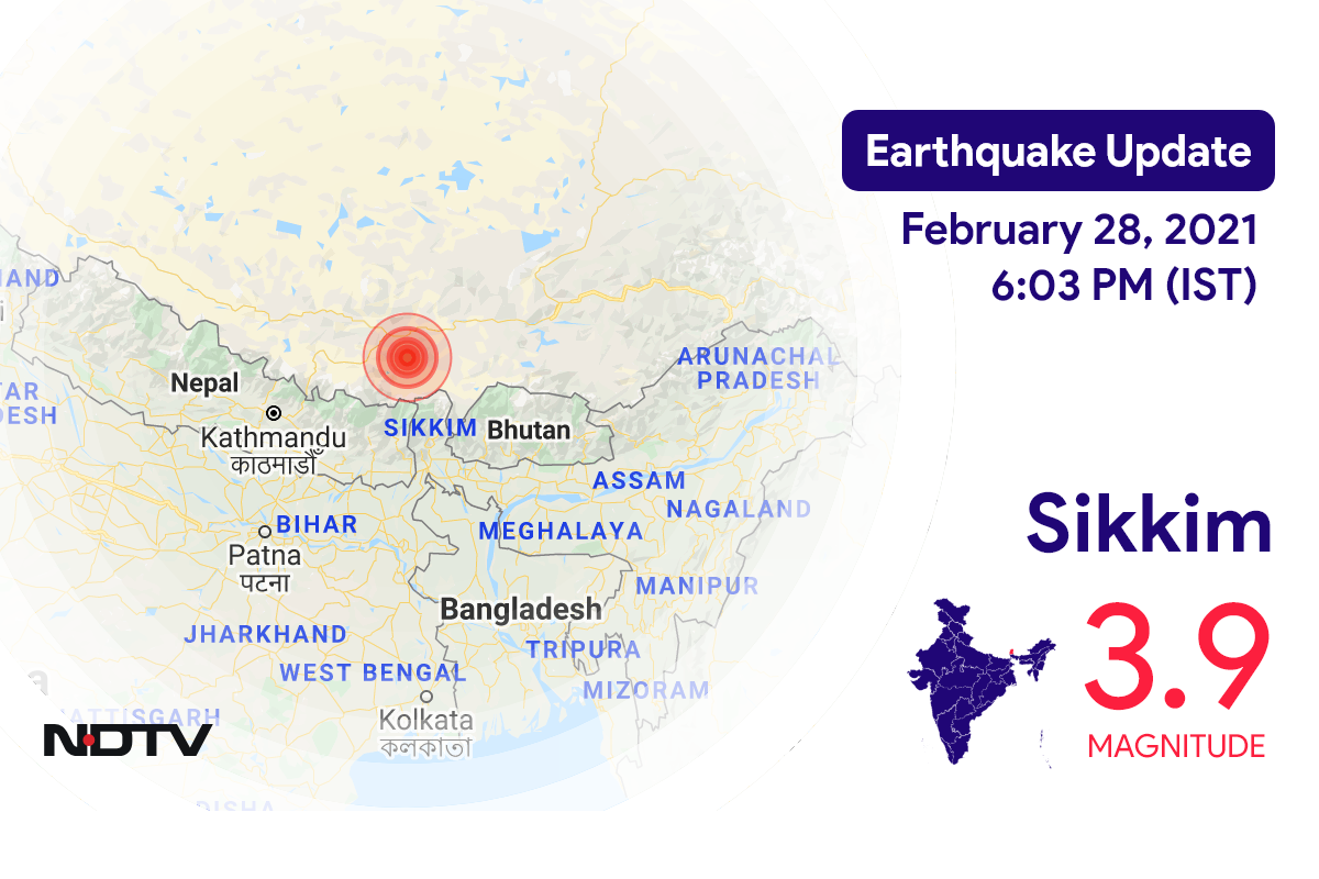 सिक्किम में लाचुंग के निकट रिक्टर पैमाने पर 3.9 तीव्रता वाले भूकंप के झटके