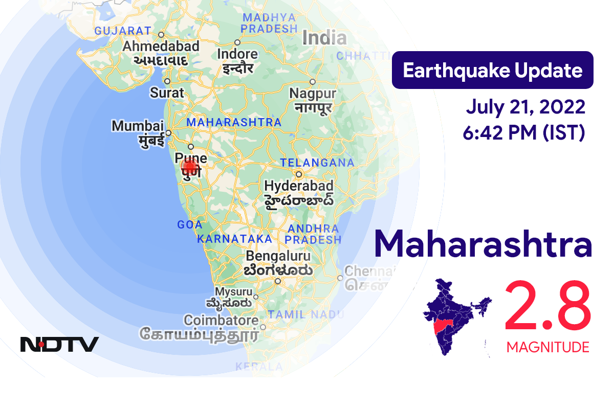 Maharashtra में Pune के निकट रिक्टर पैमाने पर 2.8 तीव्रता वाले भूकंप के झटके