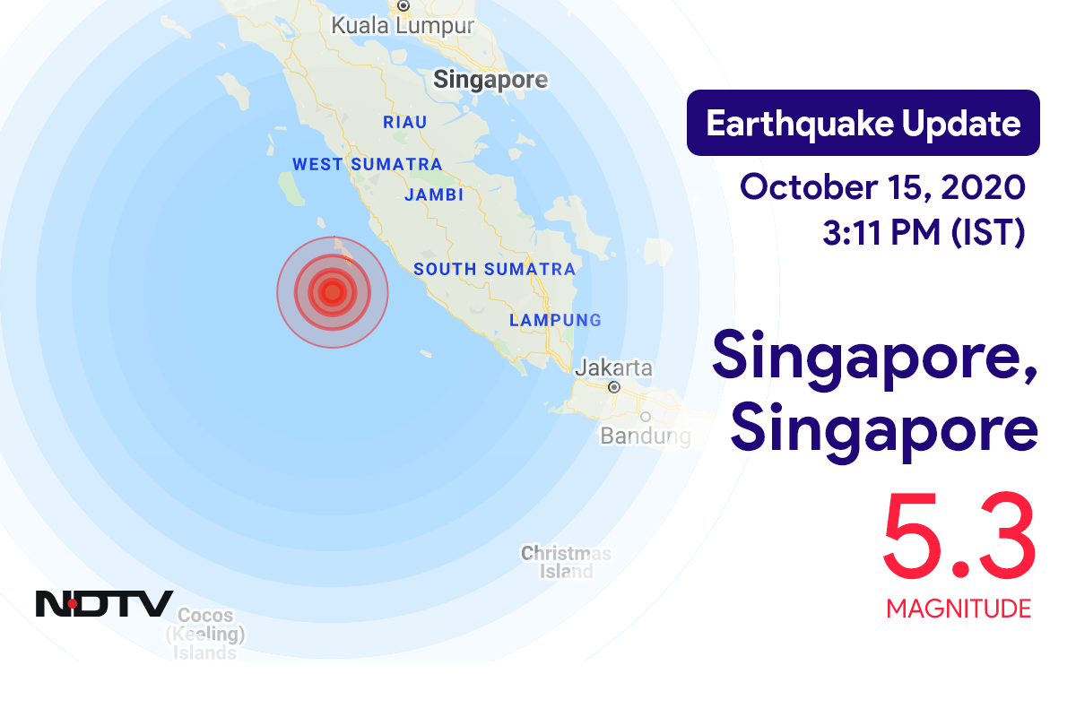 Singapore के निकट 5.3 तीव्रता वाले भूकंप के झटके