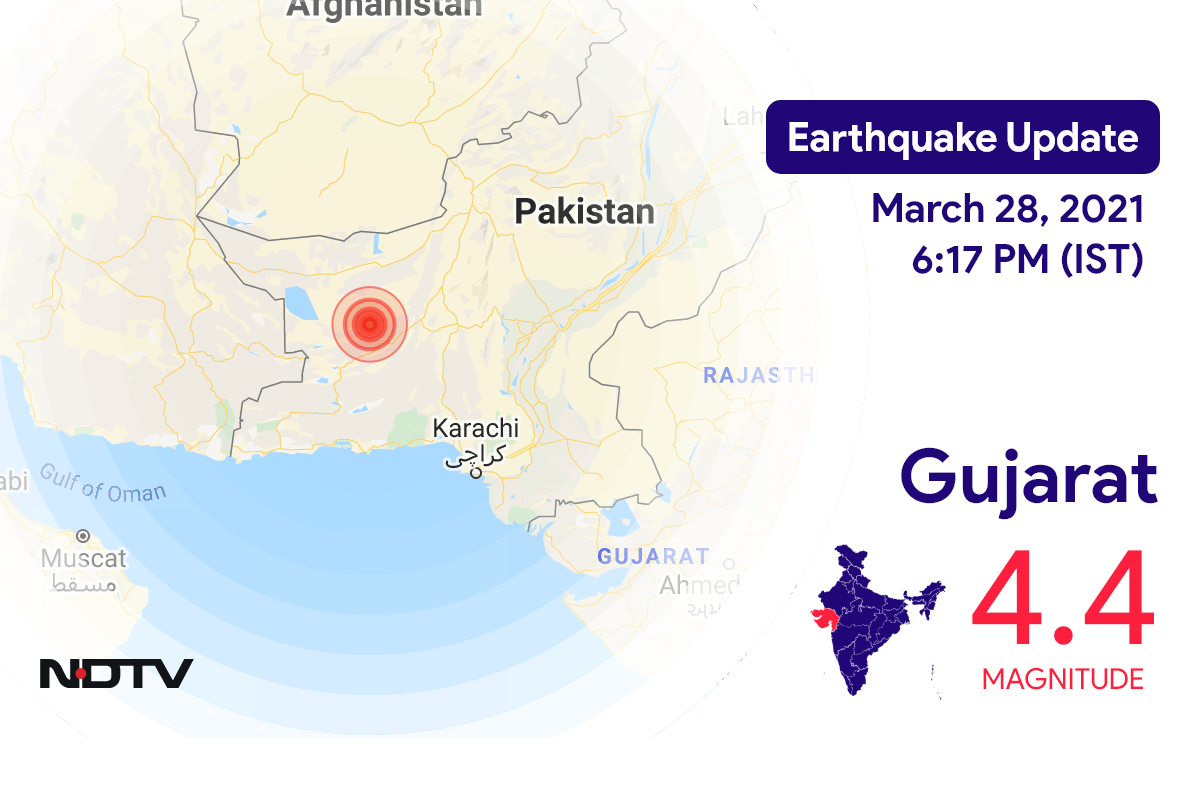 Gujarat में Dwarka के निकट रिक्टर पैमाने पर 4.4 तीव्रता वाले भूकंप के झटके