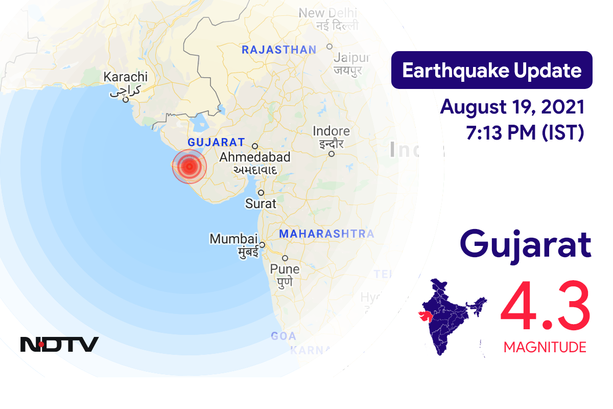 Gujarat में Dwarka के निकट रिक्टर पैमाने पर 4.3 तीव्रता वाले भूकंप के झटके