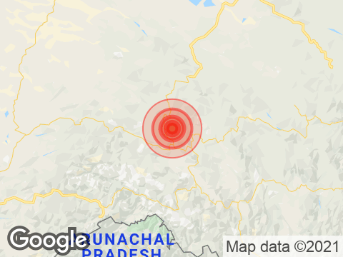 Arunachal Pradesh में Pangin के निकट रिक्टर पैमाने पर 3.9 तीव्रता वाले भूकंप के झटके