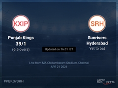 Punjab Kings vs Sunrisers Hyderabad Live Score Ball by Ball, IPL 2021 Live Cricket Score Of Today's Match on NDTV Sports