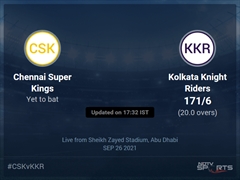 Chennai Super Kings vs Kolkata Knight Riders: IPL 2021 Live Cricket Score, Live Score Of Today's Match on NDTV Sports