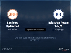 Sunrisers Hyderabad vs Rajasthan Royals Live Score Ball by Ball, IPL 2021 Live Cricket Score Of Today's Match on NDTV Sports