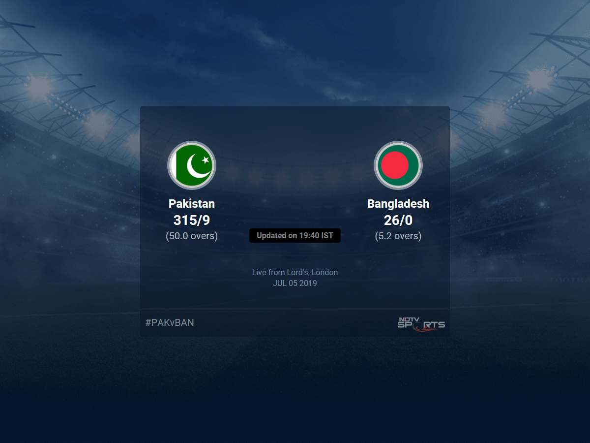 Pakistan vs Bangladesh live score over Match 43 ODI 1 5 updates