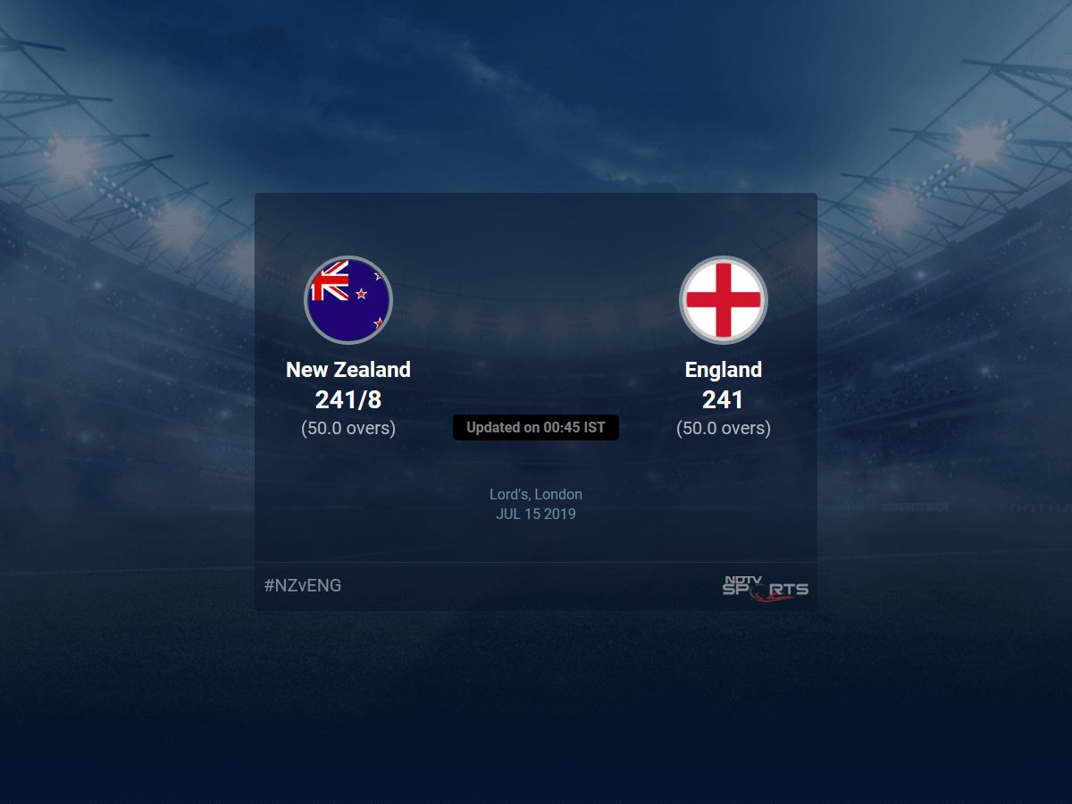 New Zealand vs England live score over Final ODI 46 50 updates