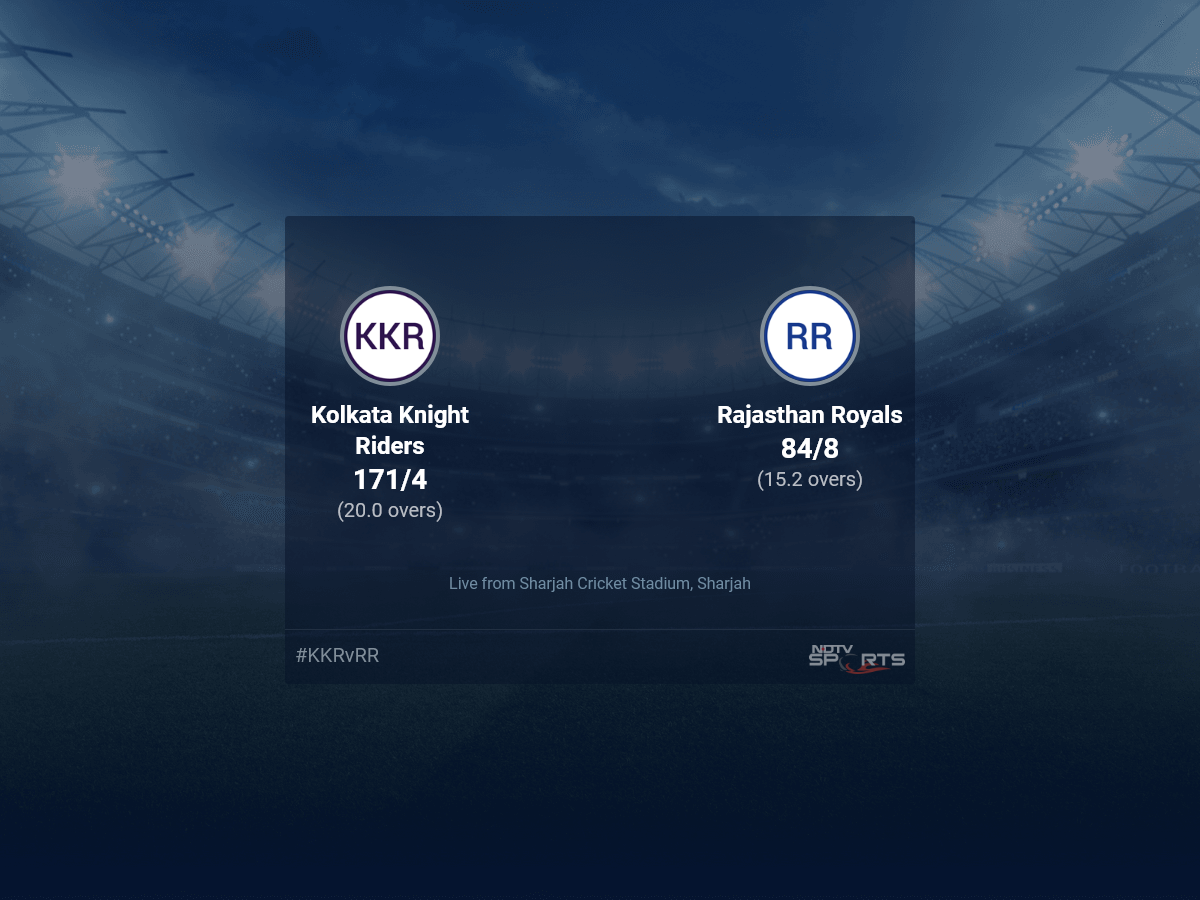 Kolkata Knight Riders vs Rajasthan Royals Live Score Ball by Ball, IPL 2021 Live Cricket Score Of Today's Match on NDTV Sports
