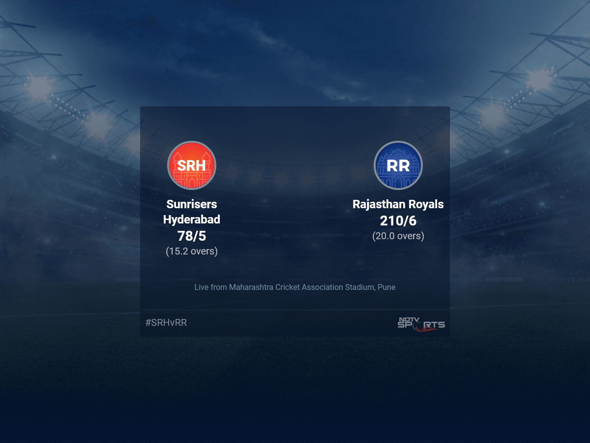 Sunrisers Hyderabad vs Rajasthan Royals Live Score Ball by Ball, IPL 2022 Live Cricket Score Of Today's Match on NDTV Sports