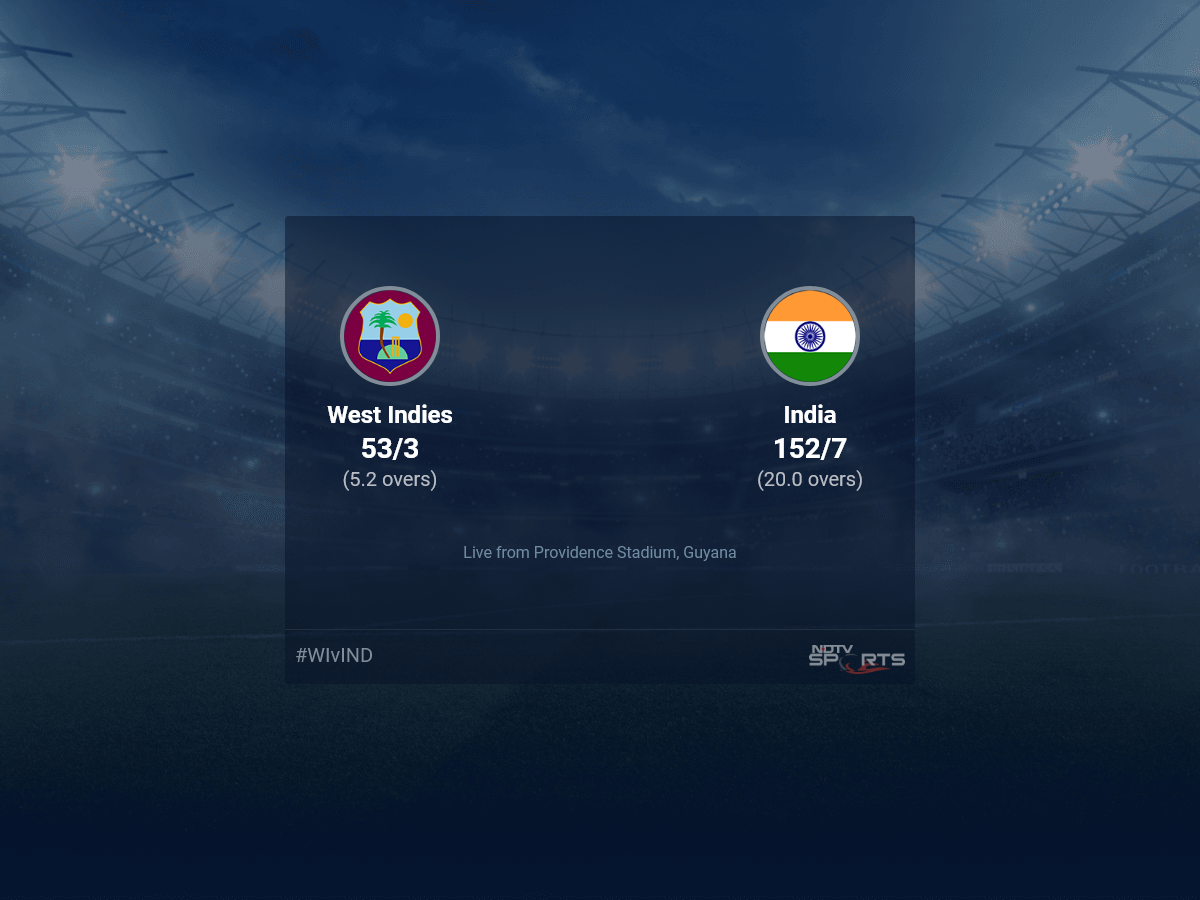 West Indies vs India live score over 2nd T20I T20 1 5 updates