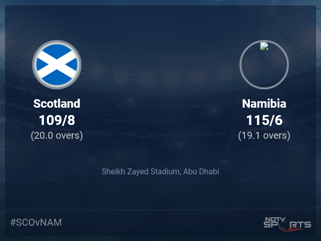 Scotland vs Namibia Live Score Ball by Ball, ICC T20 World Cup 2021 Live Cricket Score Of Today's Match on NDTV Sports
