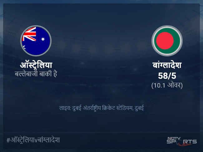 ऑस्ट्रेलिया बनाम बांग्लादेश लाइव स्कोर, ओवर 6 से 10 लेटेस्ट क्रिकेट स्कोर अपडेट