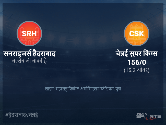 सनराइज़र्स हैदराबाद बनाम चेन्नई सुपर किंग्स लाइव स्कोर, ओवर 11 से 15 लेटेस्ट क्रिकेट स्कोर अपडेट