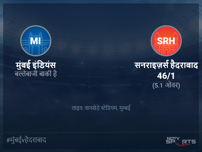 मुंबई इंडियंस बनाम सनराइज़र्स हैदराबाद लाइव स्कोर, ओवर 1 से 5 लेटेस्ट क्रिकेट स्कोर अपडेट