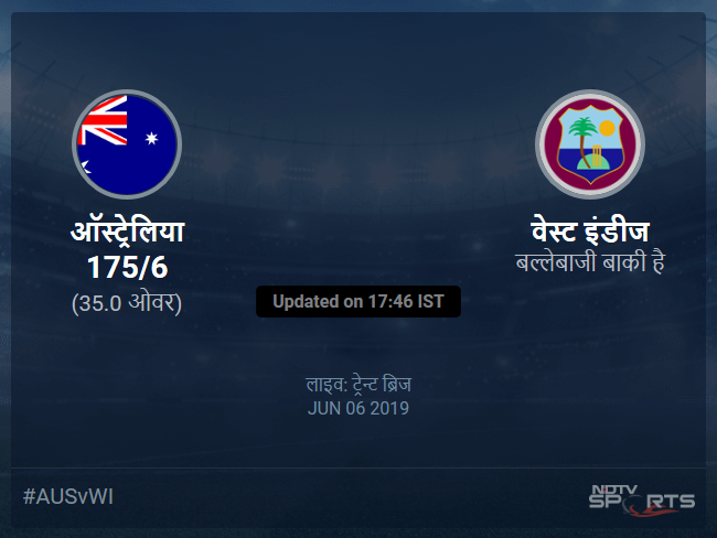 Australia vs West Indies live score over Match 10 ODI 31 35 updates