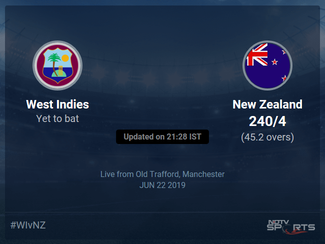 West Indies vs New Zealand Live Score, Over 41 to 45 Latest Cricket Score, Updates