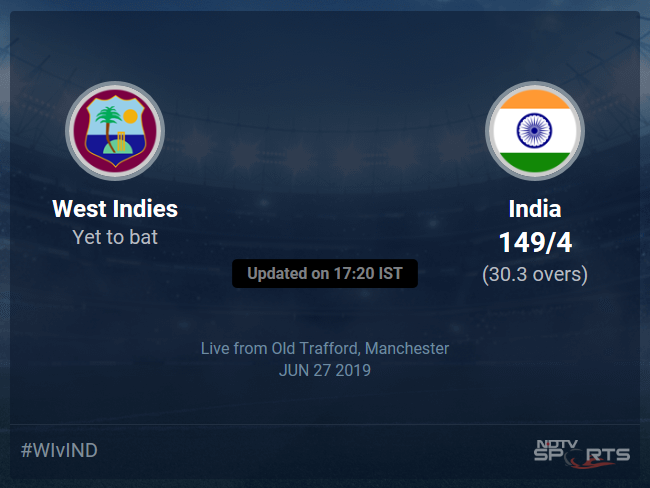 India vs West Indies Live Score, Over 26 to 30 Latest Cricket Score, Updates