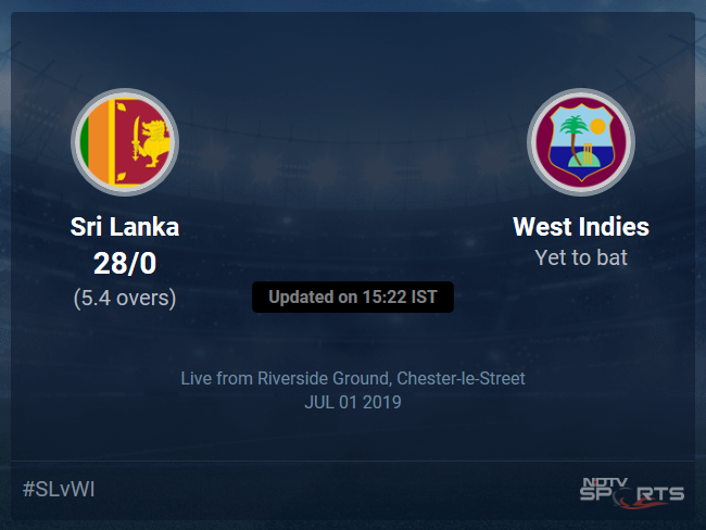 West Indies vs Sri Lanka Live Score, Over 1 to 5 Latest Cricket Score, Updates