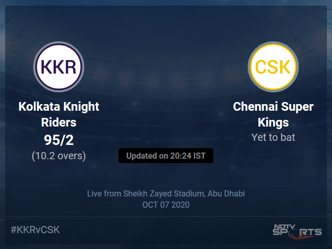 Kolkata Knight Riders vs Chennai Super Kings Live Score, Over 6 to 10 Latest Cricket Score, Updates
